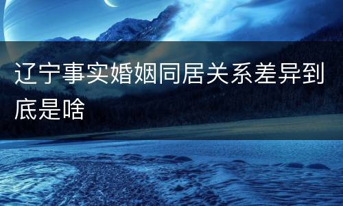 辽宁事实婚姻同居关系差异到底是啥