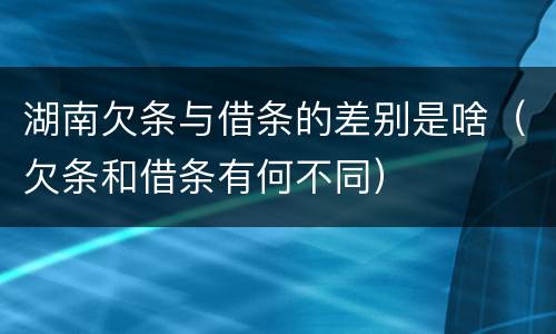湖南欠条与借条的差别是啥（欠条和借条有何不同）