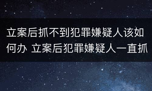 立案后抓不到犯罪嫌疑人该如何办 立案后犯罪嫌疑人一直抓不住咋办