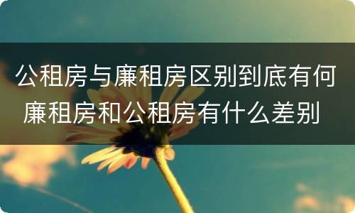 公租房与廉租房区别到底有何 廉租房和公租房有什么差别
