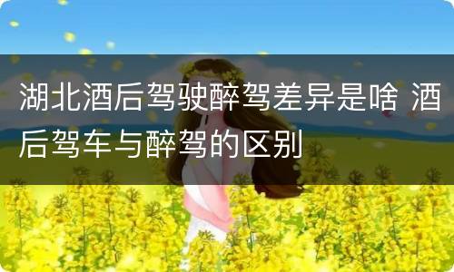 湖北酒后驾驶醉驾差异是啥 酒后驾车与醉驾的区别