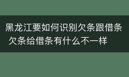 黑龙江要如何识别欠条跟借条 欠条给借条有什么不一样