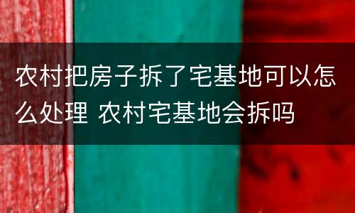 农村把房子拆了宅基地可以怎么处理 农村宅基地会拆吗