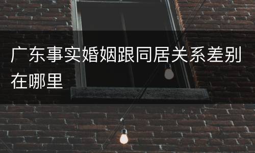 广东事实婚姻跟同居关系差别在哪里