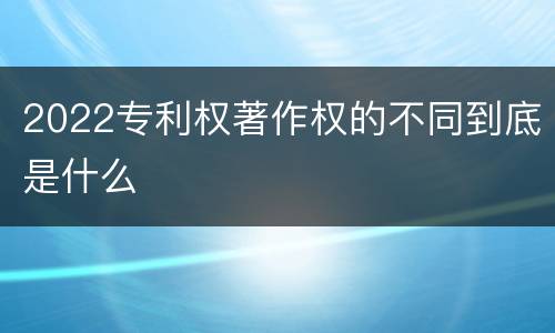 2022专利权著作权的不同到底是什么
