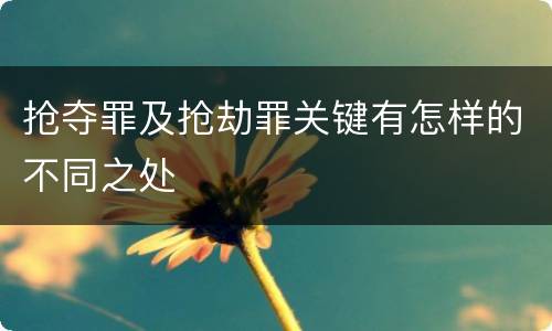 抢夺罪及抢劫罪关键有怎样的不同之处