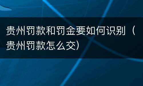 贵州罚款和罚金要如何识别（贵州罚款怎么交）