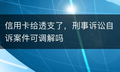 信用卡给透支了，刑事诉讼自诉案件可调解吗