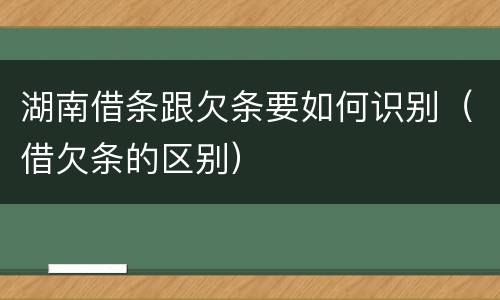 湖南借条跟欠条要如何识别（借欠条的区别）