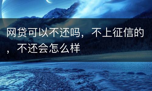 网贷可以不还吗，不上征信的，不还会怎么样