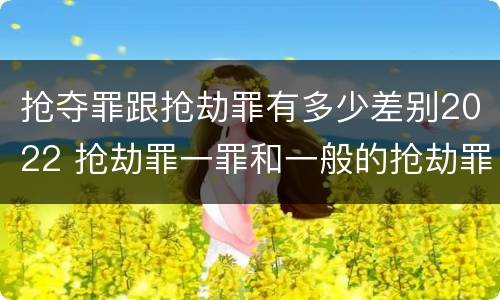 抢夺罪跟抢劫罪有多少差别2022 抢劫罪一罪和一般的抢劫罪