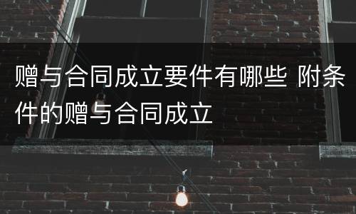 赠与合同成立要件有哪些 附条件的赠与合同成立