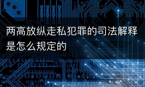 两高放纵走私犯罪的司法解释是怎么规定的