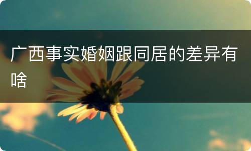 广西事实婚姻跟同居的差异有啥