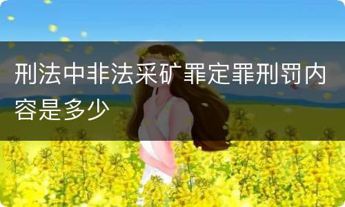 刑法中非法采矿罪定罪刑罚内容是多少