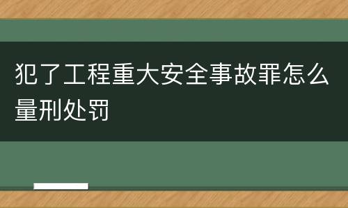 犯了工程重大安全事故罪怎么量刑处罚