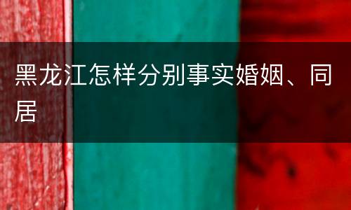 黑龙江怎样分别事实婚姻、同居