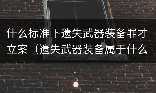 什么标准下遗失武器装备罪才立案（遗失武器装备属于什么罪）