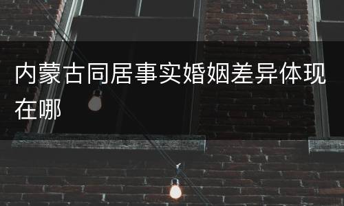 内蒙古同居事实婚姻差异体现在哪