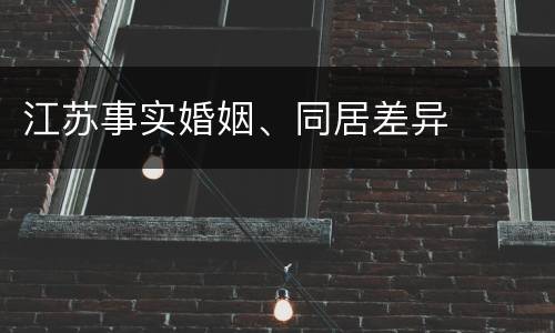 江苏事实婚姻、同居差异
