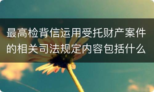 最高检背信运用受托财产案件的相关司法规定内容包括什么