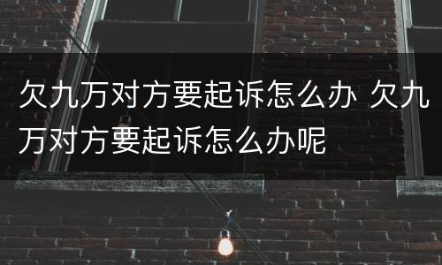 欠九万对方要起诉怎么办 欠九万对方要起诉怎么办呢