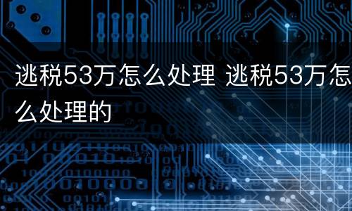 逃税53万怎么处理 逃税53万怎么处理的