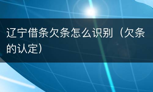 辽宁借条欠条怎么识别（欠条的认定）