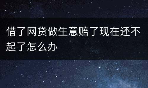 借了网贷做生意赔了现在还不起了怎么办