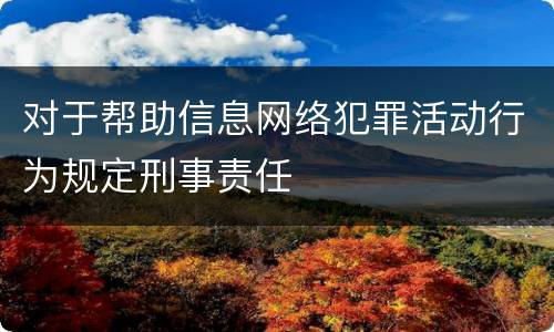 对于帮助信息网络犯罪活动行为规定刑事责任
