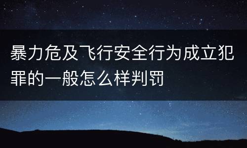 暴力危及飞行安全行为成立犯罪的一般怎么样判罚