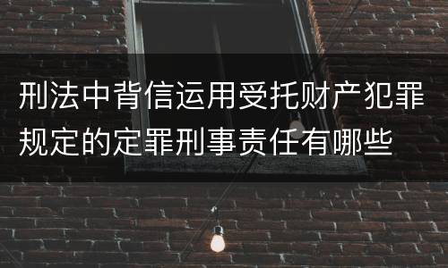 刑法中背信运用受托财产犯罪规定的定罪刑事责任有哪些