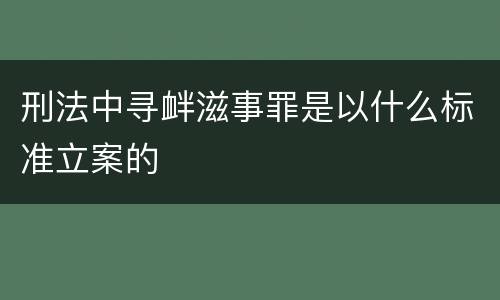 刑法中寻衅滋事罪是以什么标准立案的