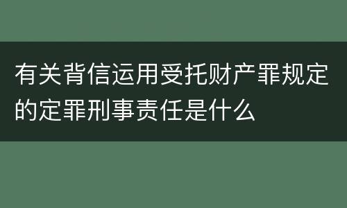 有关背信运用受托财产罪规定的定罪刑事责任是什么