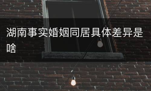 湖南事实婚姻同居具体差异是啥