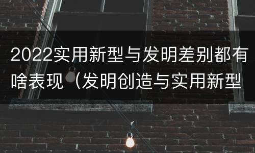 2022实用新型与发明差别都有啥表现（发明创造与实用新型的区别）