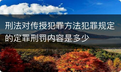 刑法对传授犯罪方法犯罪规定的定罪刑罚内容是多少
