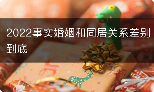 2022事实婚姻和同居关系差别到底