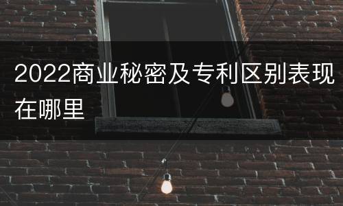 2022商业秘密及专利区别表现在哪里