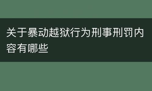 关于暴动越狱行为刑事刑罚内容有哪些