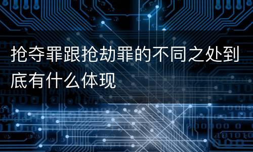 抢夺罪跟抢劫罪的不同之处到底有什么体现