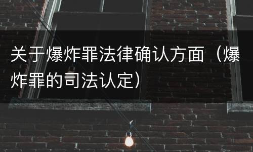 关于爆炸罪法律确认方面（爆炸罪的司法认定）