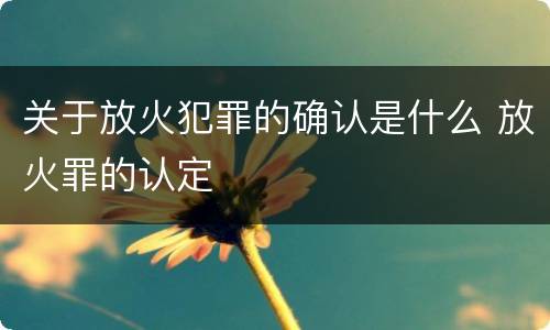 关于放火犯罪的确认是什么 放火罪的认定