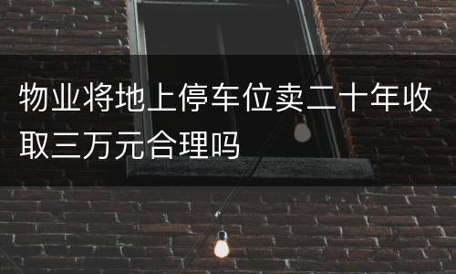 物业将地上停车位卖二十年收取三万元合理吗