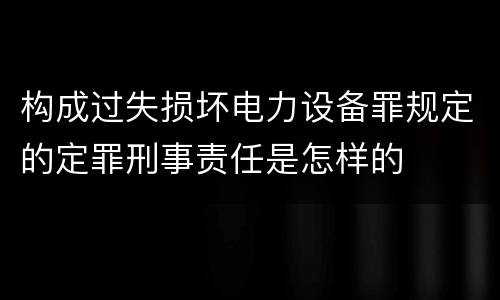 构成过失损坏电力设备罪规定的定罪刑事责任是怎样的