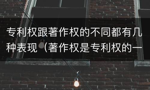 专利权跟著作权的不同都有几种表现（著作权是专利权的一种吗）