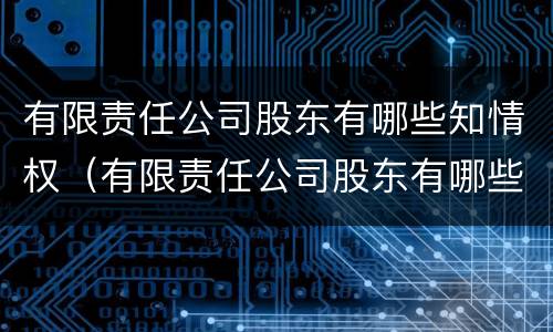 有限责任公司股东有哪些知情权（有限责任公司股东有哪些知情权力）
