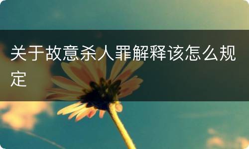 关于故意杀人罪解释该怎么规定