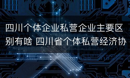 四川个体企业私营企业主要区别有啥 四川省个体私营经济协会