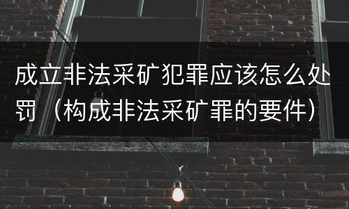 成立非法采矿犯罪应该怎么处罚（构成非法采矿罪的要件）